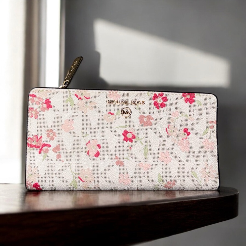 Michael Kors Pink Floral Tote Bag + Wristlet + Wallet - Picture 8 of 11